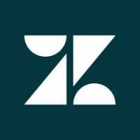 White geometric symbol composed of triangles and semicircles forming a stylized "Z," centered on a dark teal square background.