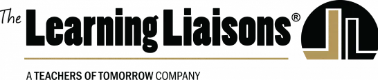 Logo displays a horizontal wordmark reading "The Learning Liaisons®" with a thin gold rule beneath and the tagline "A TEACHERS OF TOMORROW COMPANY"...