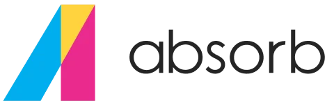 A tricolor stylized "A" logo (cyan, yellow, magenta) sits left of the word "absorb" in dark gray lowercase, on a clean white background.