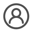A dark-gray circular user-avatar icon centered, showing a simplified head-and-shoulders silhouette against a light-gray square background with...