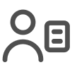 A simplified user silhouette stands left of a rectangular ID-style card showing three horizontal lines, suggesting a profile/contact card displayed...