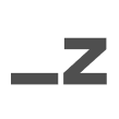 A dark gray horizontal dash and a stylized capital Z are centered on a white square background. Text: -Z.