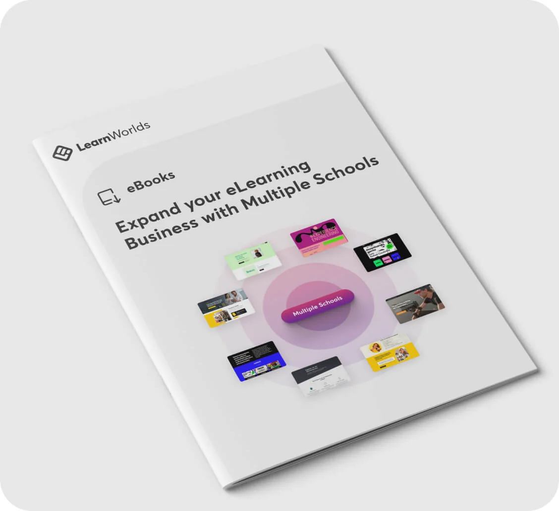 White eBook cover presents a central circular graphic and headline while resting on a light gray surface.