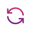 Two magenta-to-purple curved arrows forming a circular refresh icon, indicating rotation/refresh, centered on a plain white background.