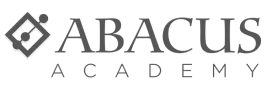 Logo displaying the text 'ABACUS ACADEMY' in uppercase serif type; a rotated square emblem with a smaller square and circular dots sits to the left.