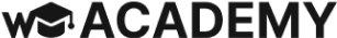 Wordmark logo: bold black "W ACADEMY" text with a mortarboard (graduation cap) icon integrated at left, centered on a plain white background.