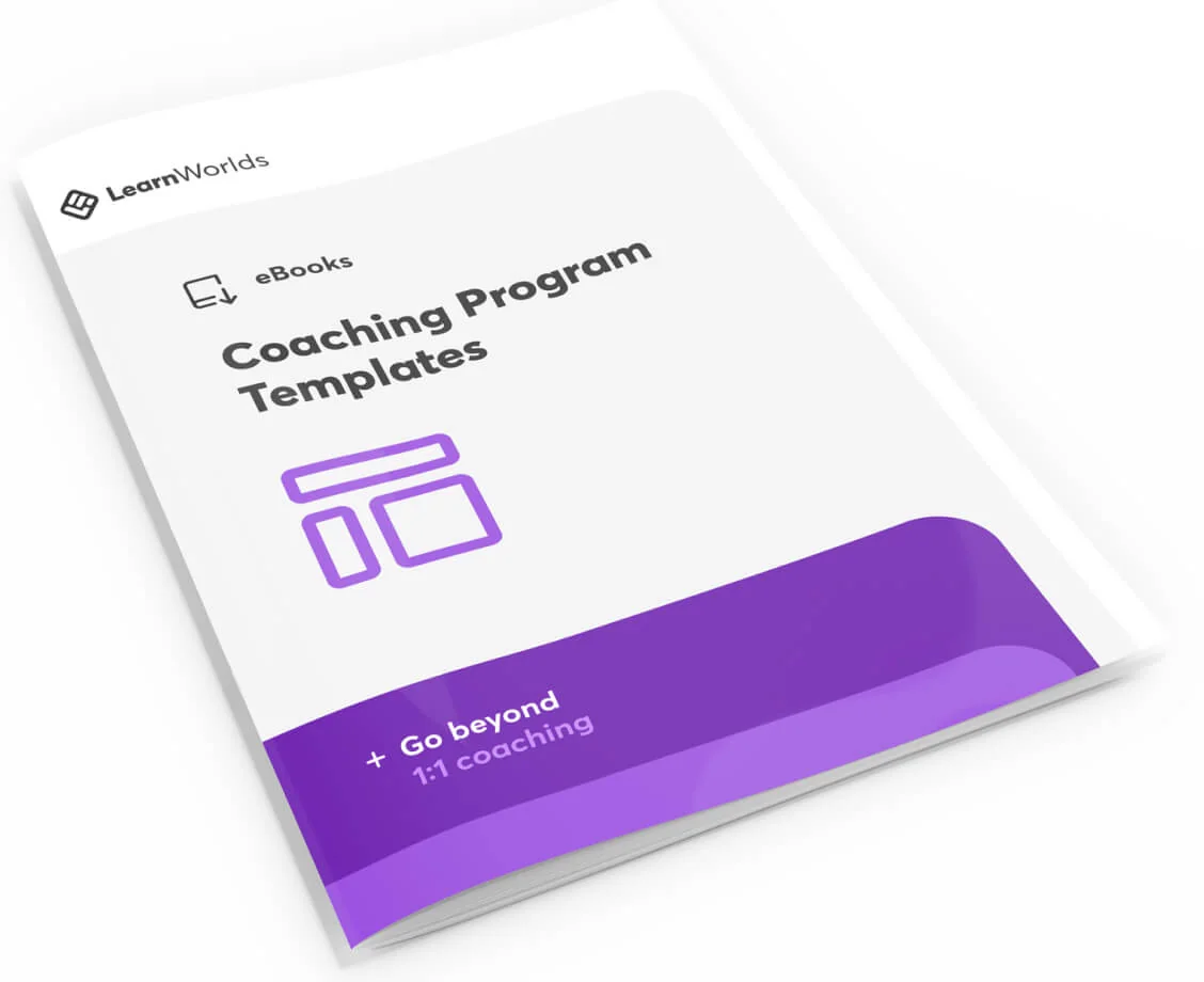A tilted white booklet rests on a white surface, displaying a bold title, purple icon, and a deep-purple accent band along the bottom.