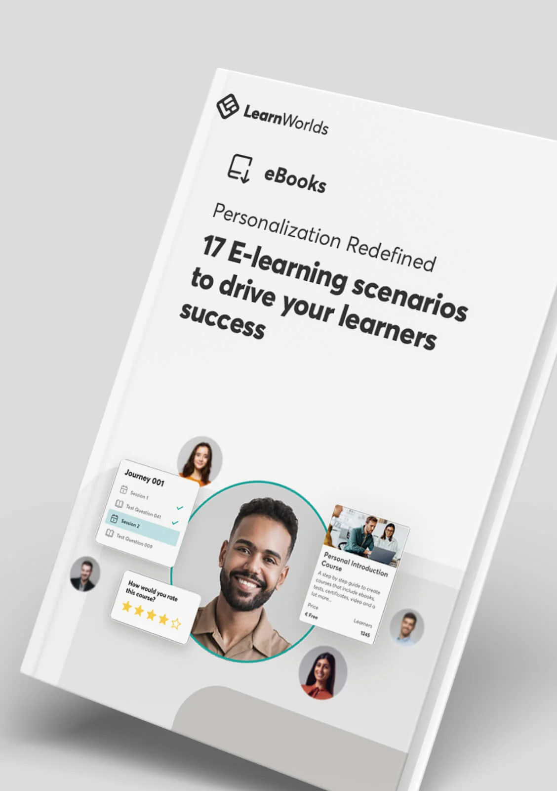 eBook cover displaying a course guide title and profile/UI elements against a light-gray background.