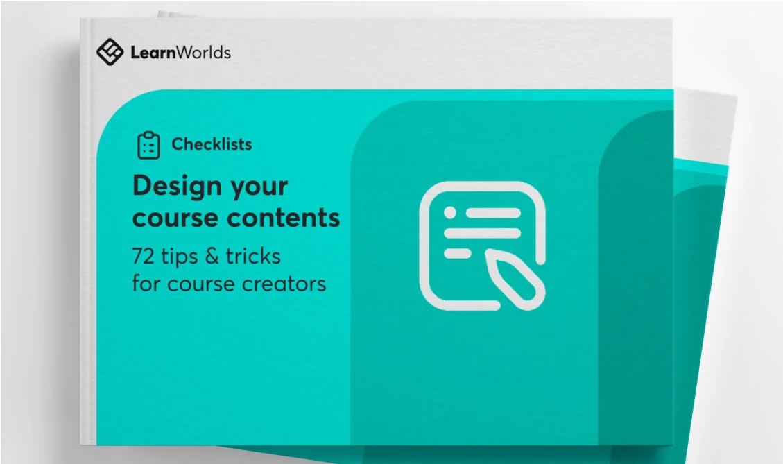 Transcription: LearnWorlds Checklists Build your customer training program A super handy checklist for stress-free planning Booklet cover shows a...