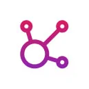 A magenta-to-purple gradient network node icon: a central circle connected by three lines to smaller outer circles, suggesting linkage and...